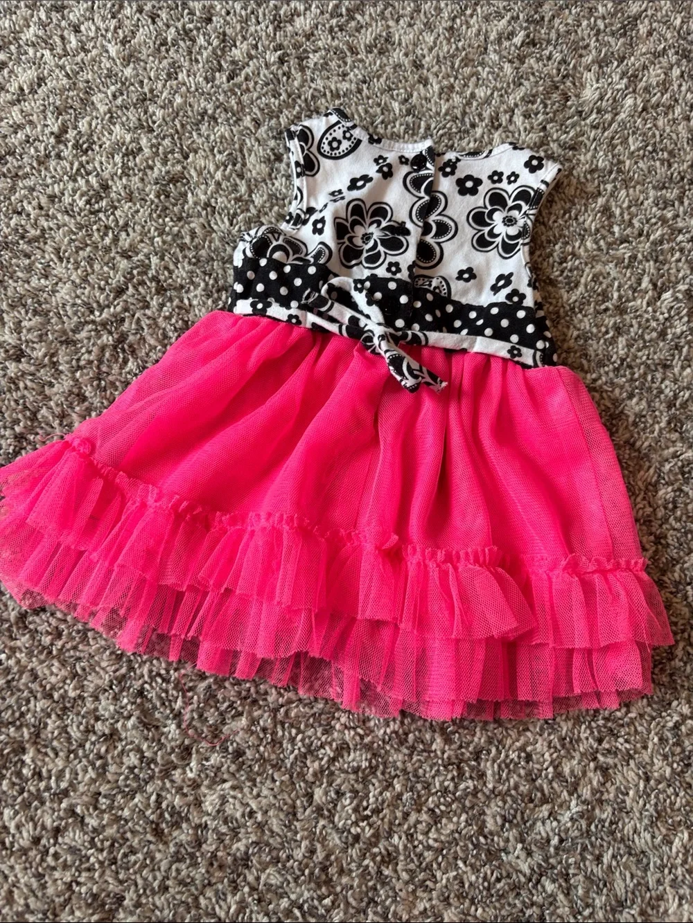 Youngland Black & Hot Pink Floral Tulle Dress